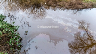 Ölverschmutzung auf dem Gohbach.