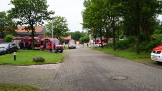 Sammelplatz der Kreisfeuerwehrbereitschaft am Mittwochmorgen an der FTZ in Verden.