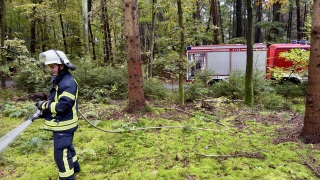 Bekämpfung eines Bodenfeuers nahe Lehrden.