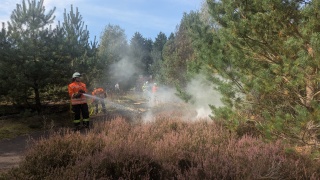 Bekämpfung eines simulierten Vegetationsbrandes.